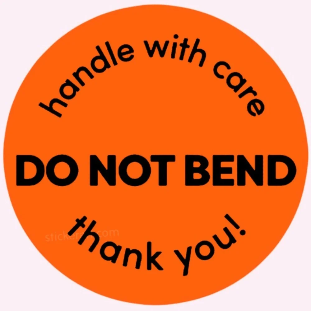 2” DO NOT BEND Orange Stickers - Handle With Care Shipping Labels